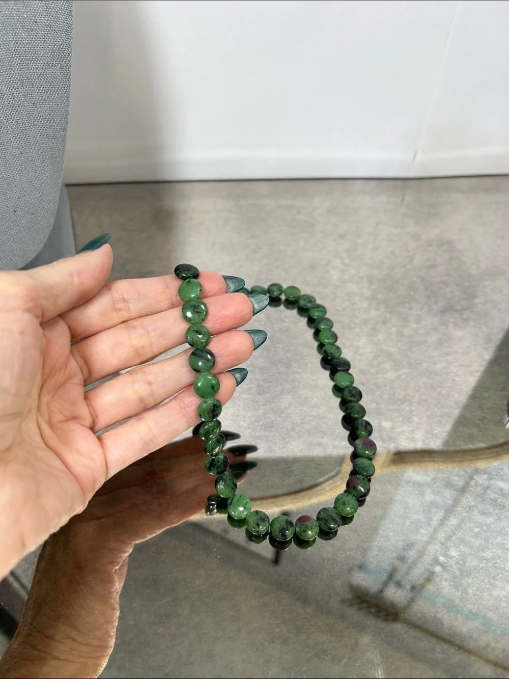 Green Ruby Zoisite Beaded Necklace - Women Jewelry